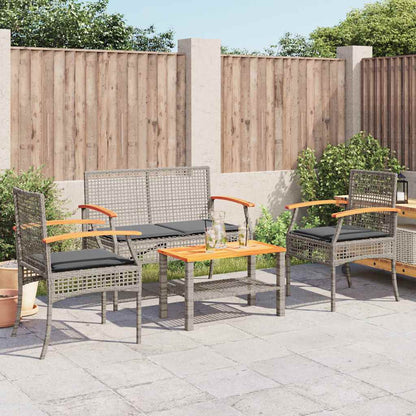 Set Divani da Giardino 4 pz con Cuscini in Polyrattan Grigio | homemem39