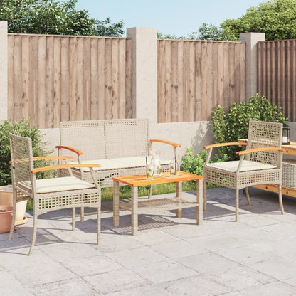 Set Divani da Giardino 4 pz con Cuscini in Polyrattan Beige | homemem39