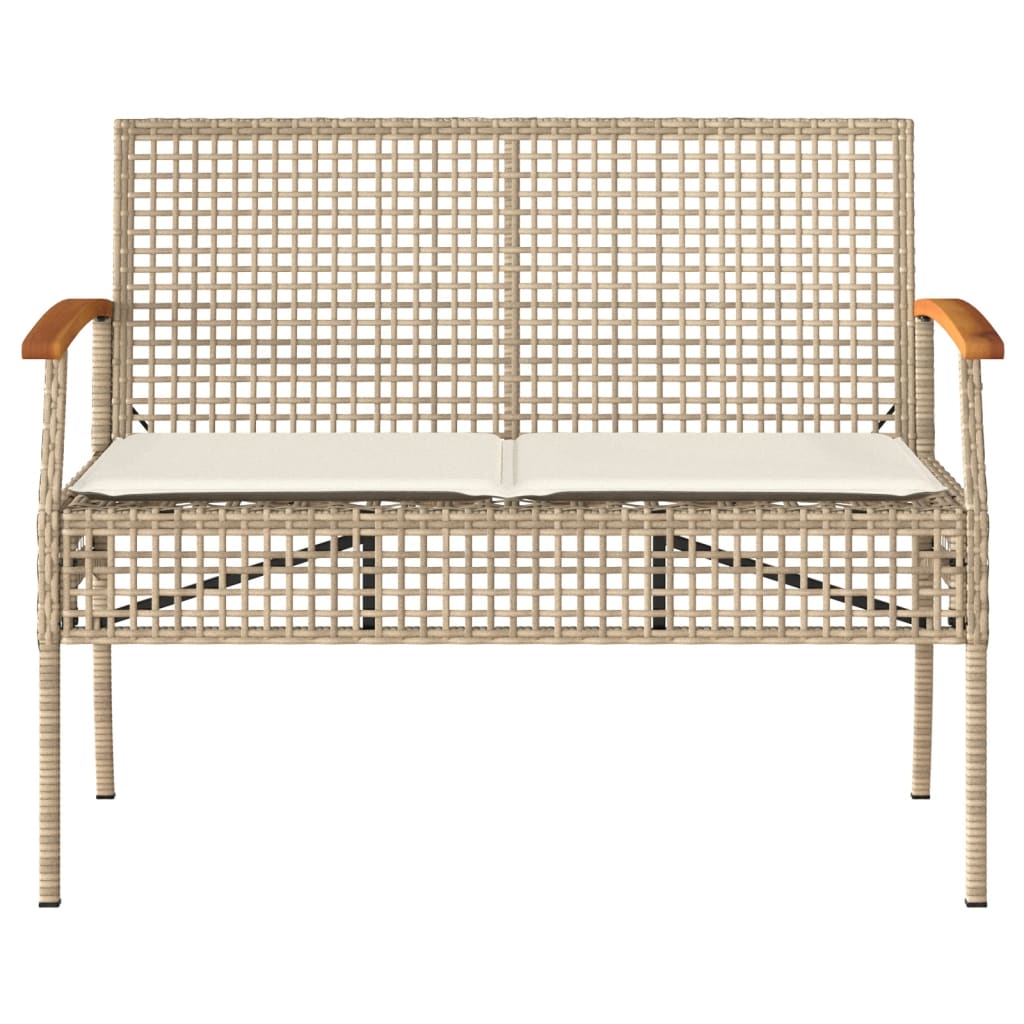 Set Divani da Giardino 4 pz con Cuscini in Polyrattan Beige