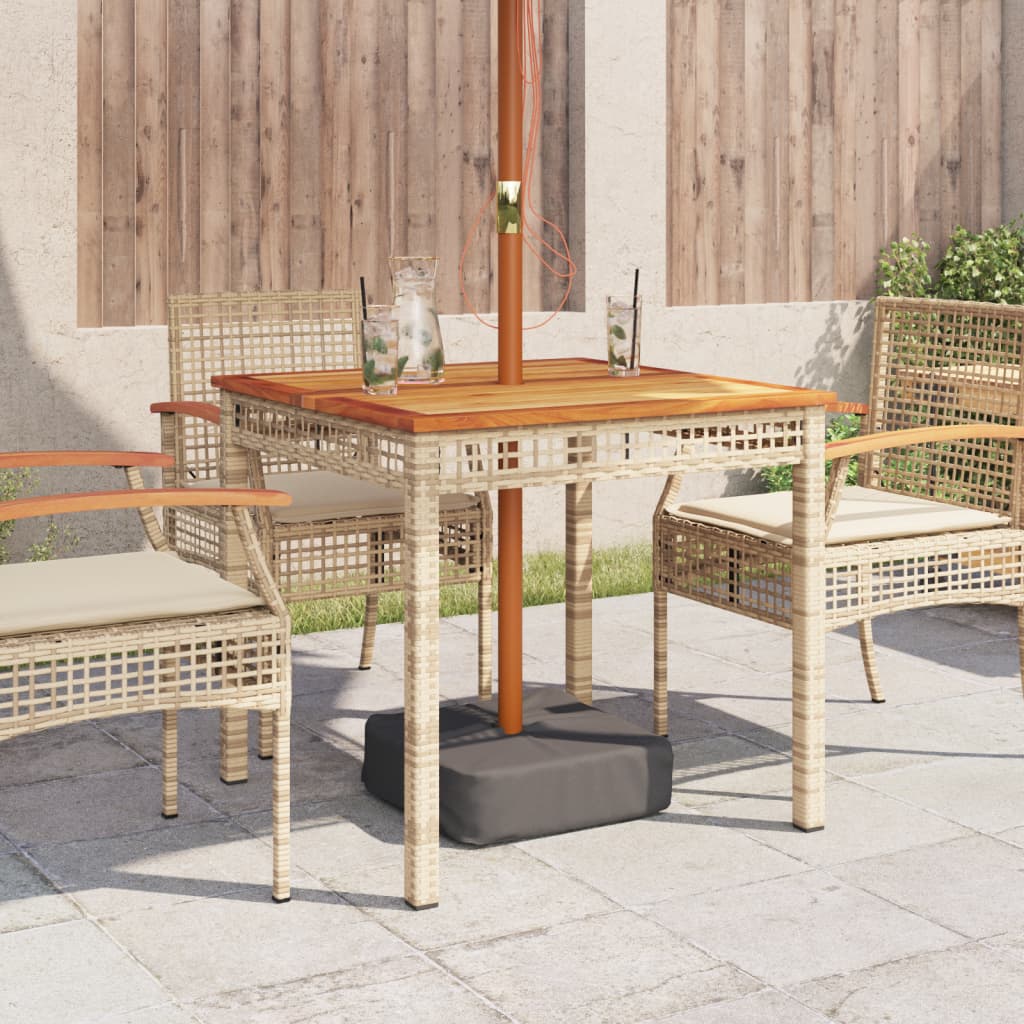 Tavolo da Giardino Beige 80x80x75 cm Polyrattan e Legno Acacia | homemem39
