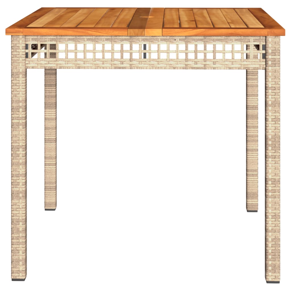 Tavolo da Giardino Beige 80x80x75 cm Polyrattan e Legno Acacia | homemem39