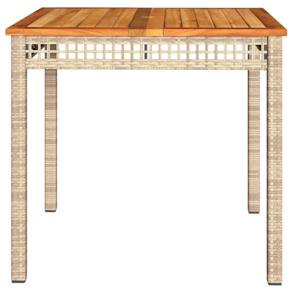 Tavolo da Giardino Beige 80x80x75 cm Polyrattan e Legno Acacia | homemem39