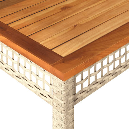 Tavolo da Giardino Beige 80x80x75 cm Polyrattan e Legno Acacia | homemem39