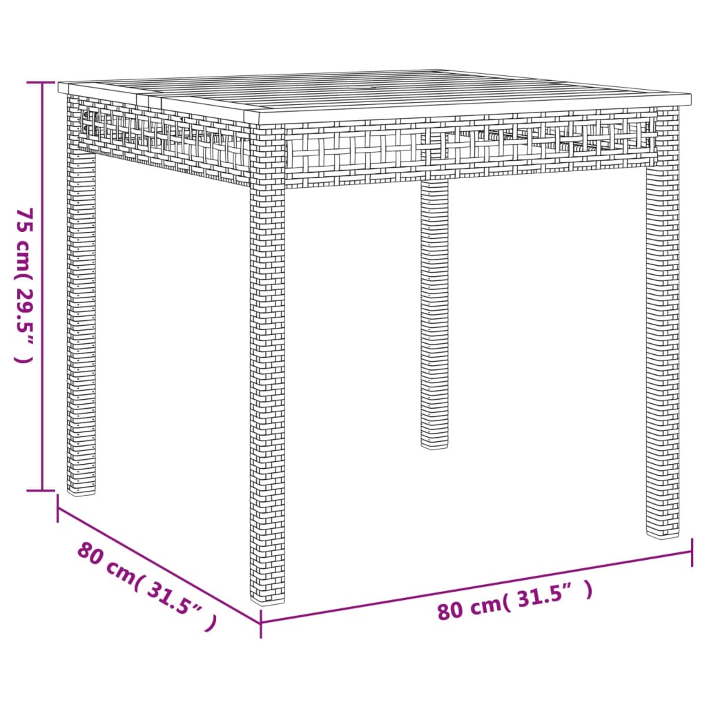 Tavolo da Giardino Beige 80x80x75 cm Polyrattan e Legno Acacia | homemem39
