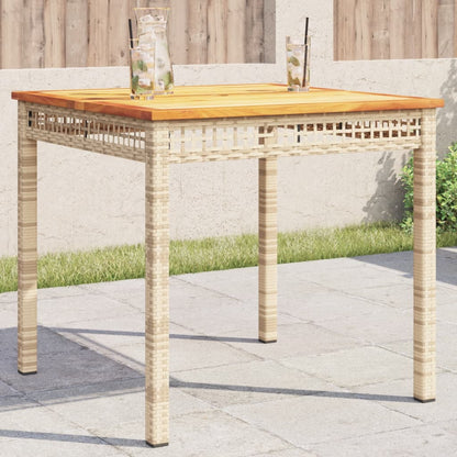 Tavolo da Giardino Beige 80x80x75 cm Polyrattan e Legno Acacia | homemem39
