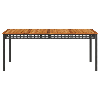 Tavolo da Giardino Nero 180x90x75 cm Polyrattan e Legno Acacia