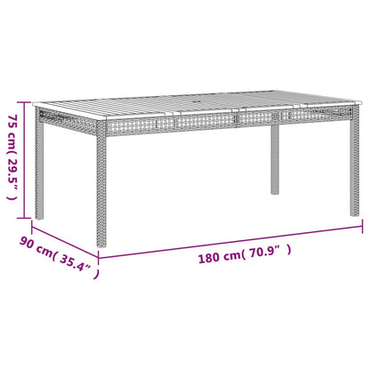 Tavolo da Giardino Beige 180x90x75 cm Polyrattan e Legno Acacia