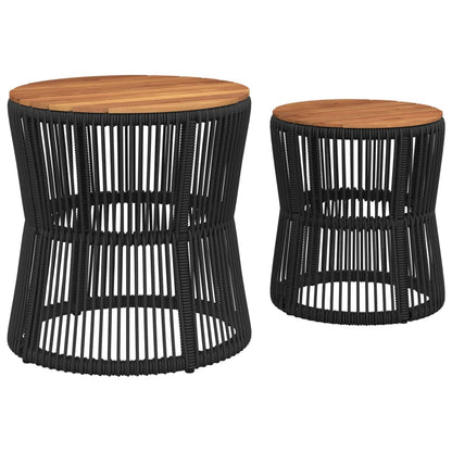 Tavolini da Giardino 2 pz con Piano in Legno Neri in Polyrattan | homemem39