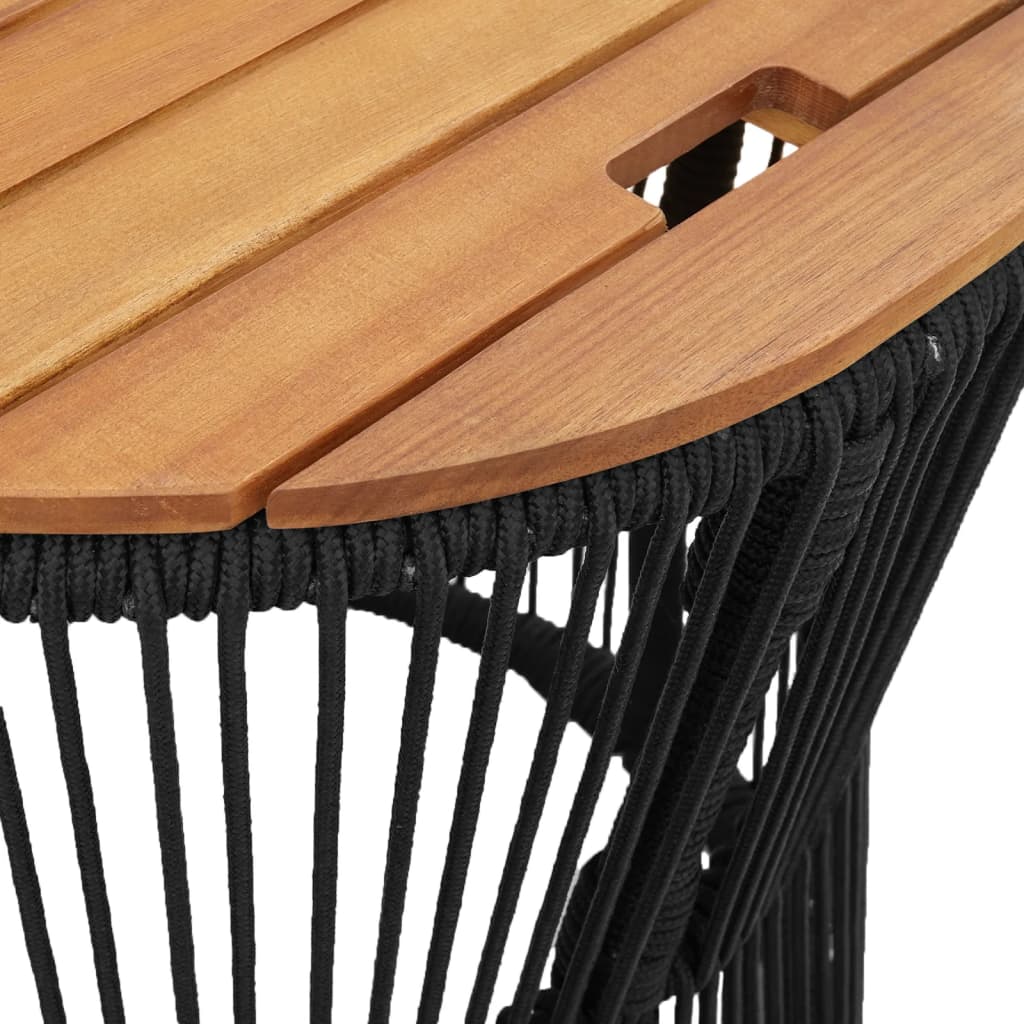 Tavolini da Giardino 2 pz con Piano in Legno Neri in Polyrattan | homemem39