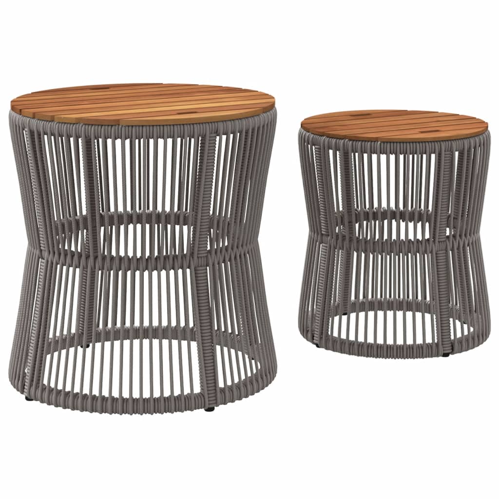 Tavolini da Giardino 2pz con Piano in Legno Grigi in Polyrattan | homemem39