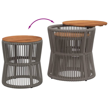 Tavolini da Giardino 2pz con Piano in Legno Grigi in Polyrattan | homemem39