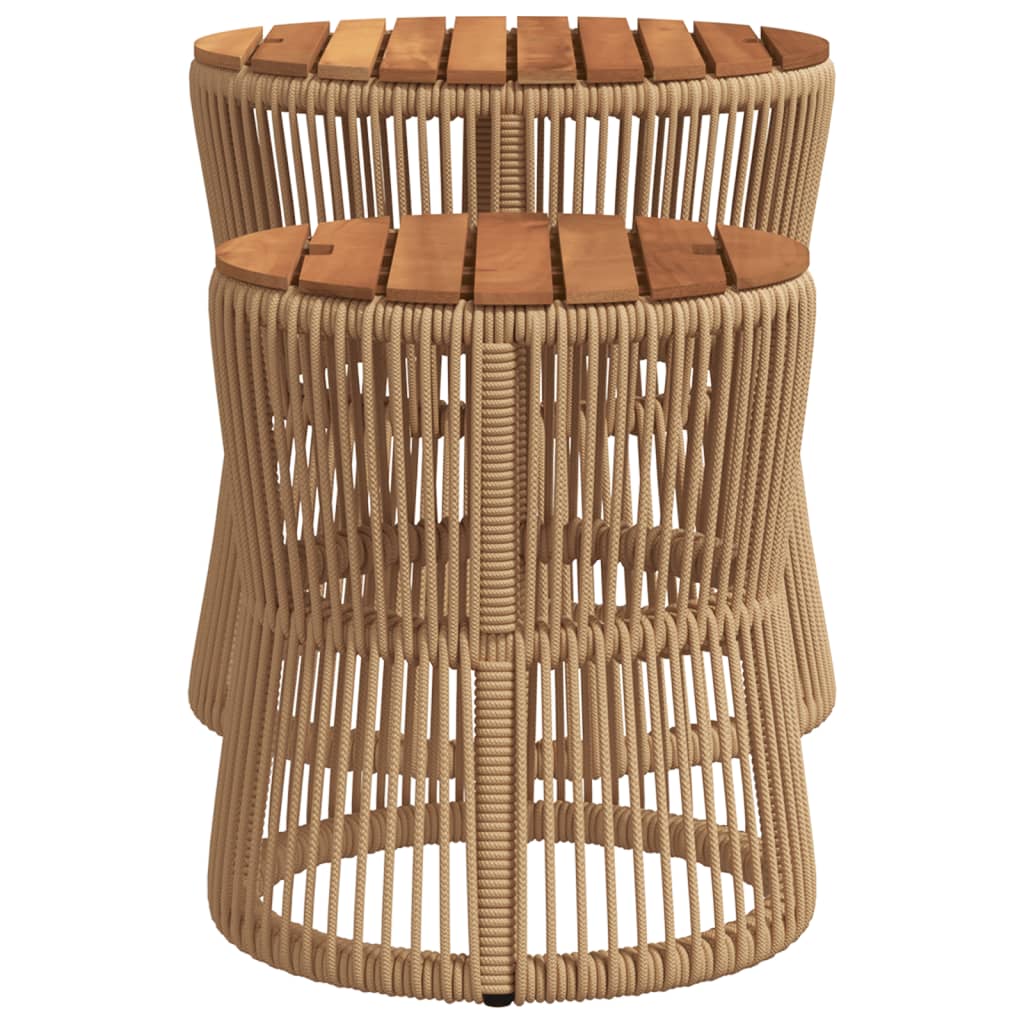 Tavolini da Giardino 2pz con Piano in Legno Beige in Polyrattan | homemem39