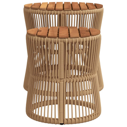 Tavolini da Giardino 2pz con Piano in Legno Beige in Polyrattan | homemem39