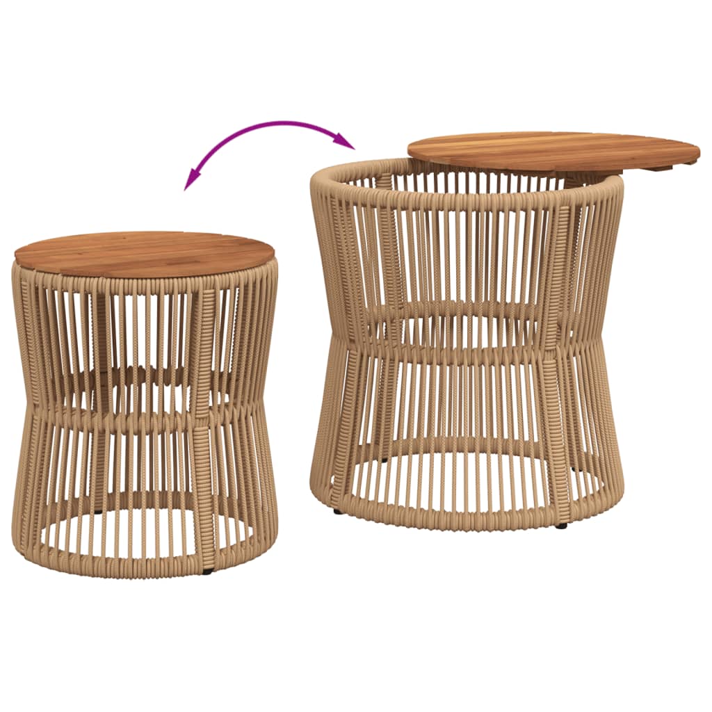 Tavolini da Giardino 2pz con Piano in Legno Beige in Polyrattan | homemem39