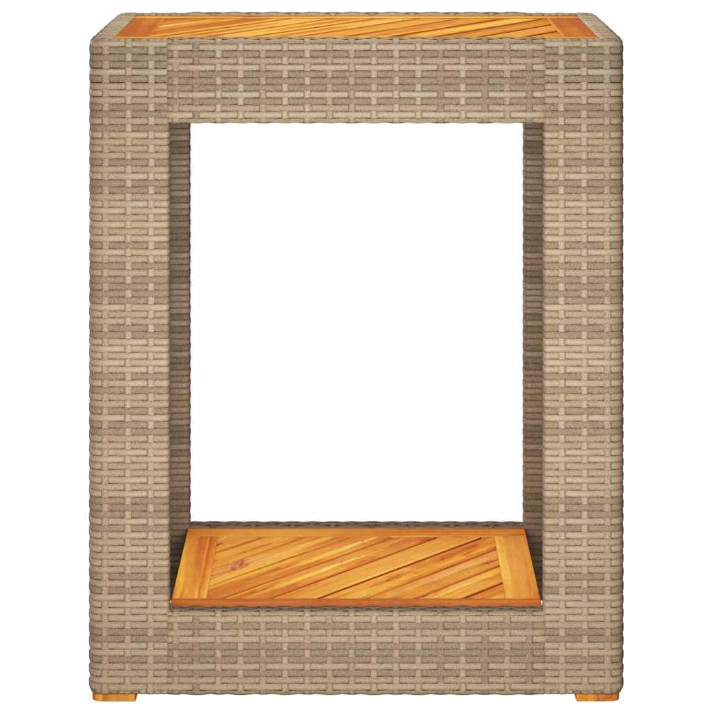 Tavolino da Giardino Piano Legno Beige 60x40x75 cm Polyrattan