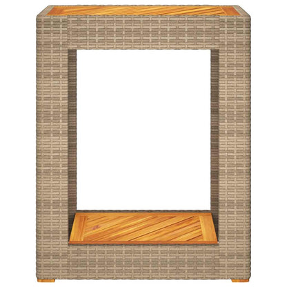 Tavolino da Giardino Piano Legno Beige 60x40x75 cm Polyrattan