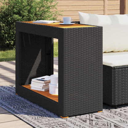 Tavolino da Giardino Piano Legno Nero 100x40x75 cm Polyrattan