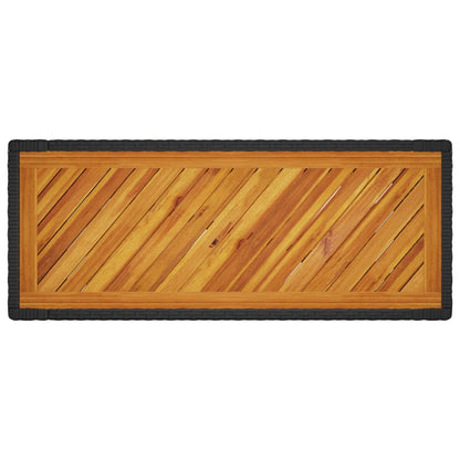 Tavolino da Giardino Piano Legno Nero 100x40x75 cm Polyrattan