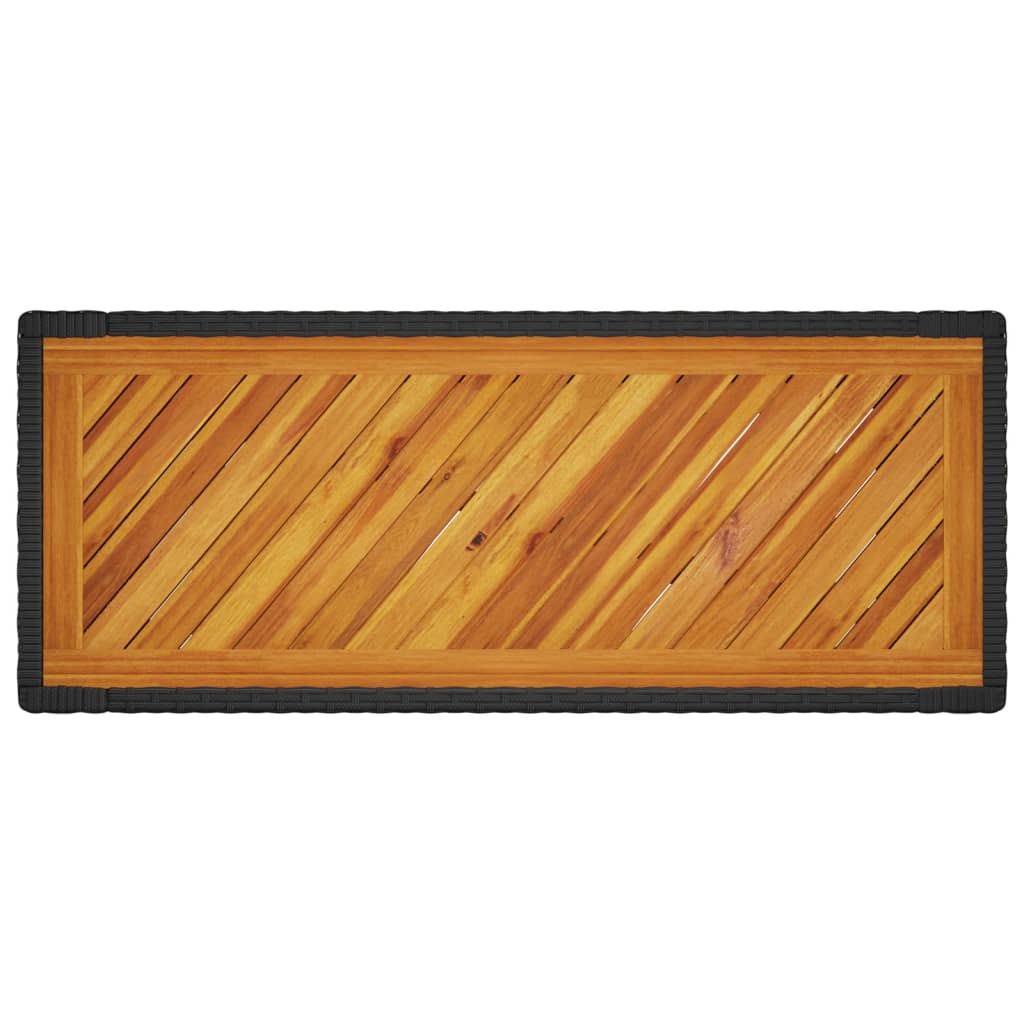 Tavolino da Giardino Piano Legno Nero 100x40x75 cm Polyrattan
