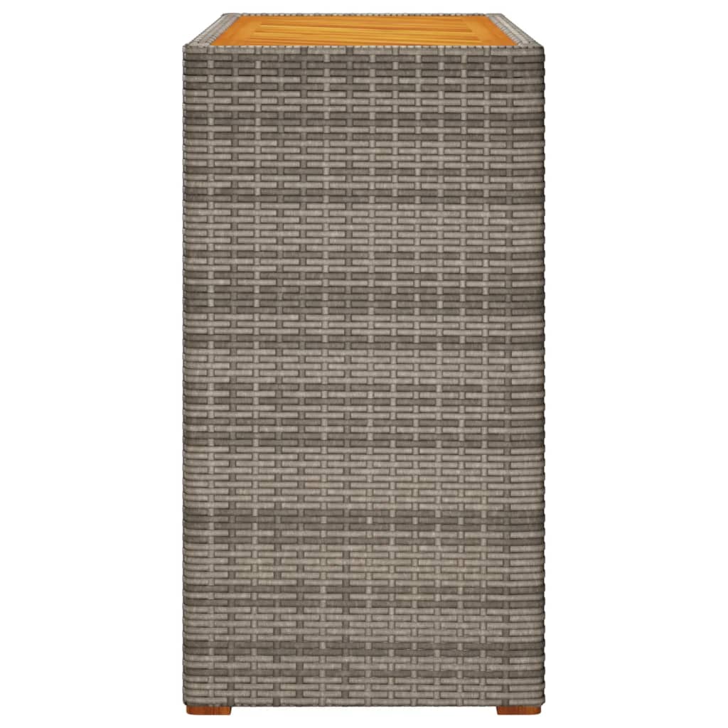 Tavolino da Giardino Piano Legno Grigio 100x40x75 cm Polyrattan