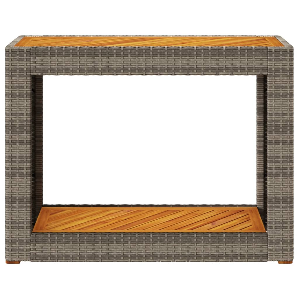 Tavolino da Giardino Piano Legno Grigio 100x40x75 cm Polyrattan