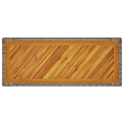Tavolino da Giardino Piano Legno Grigio 100x40x75 cm Polyrattan