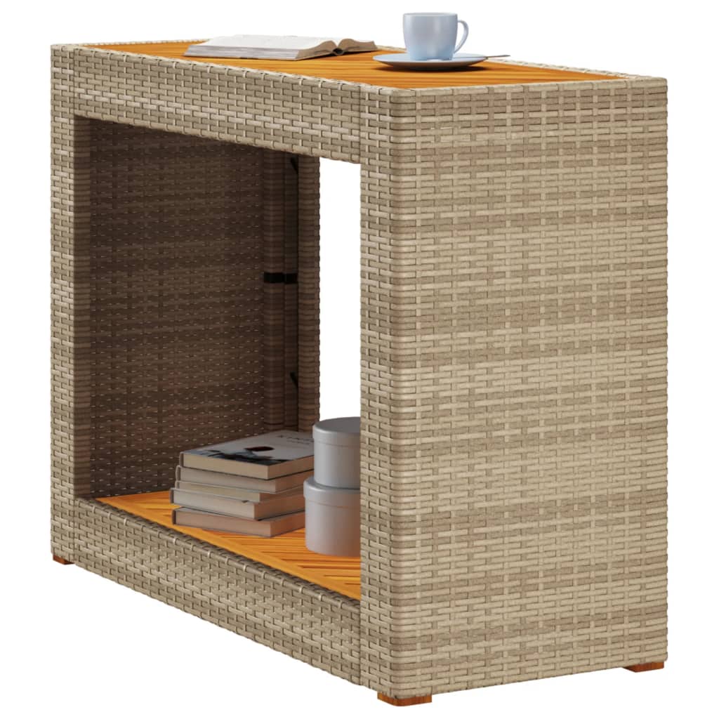 Tavolino da Giardino Piano Legno Beige 100x40x75 cm Polyrattan