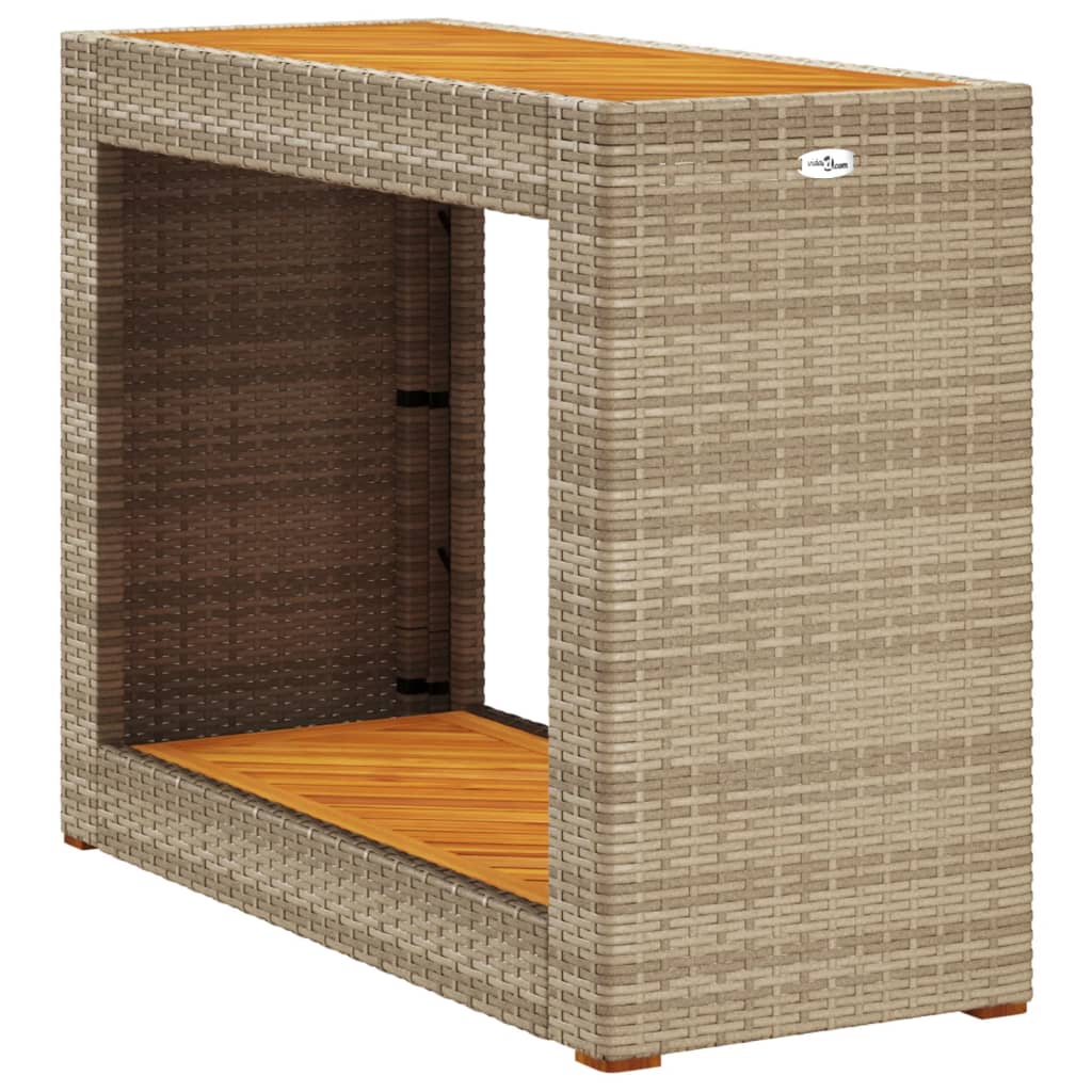 Tavolino da Giardino Piano Legno Beige 100x40x75 cm Polyrattan