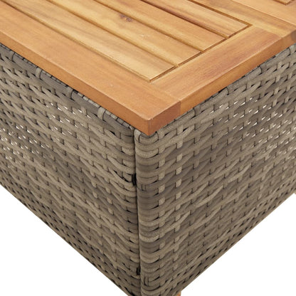 Set da Bistrò 3 pz con Cuscini Grigio Polyrattan e Legno Acacia
