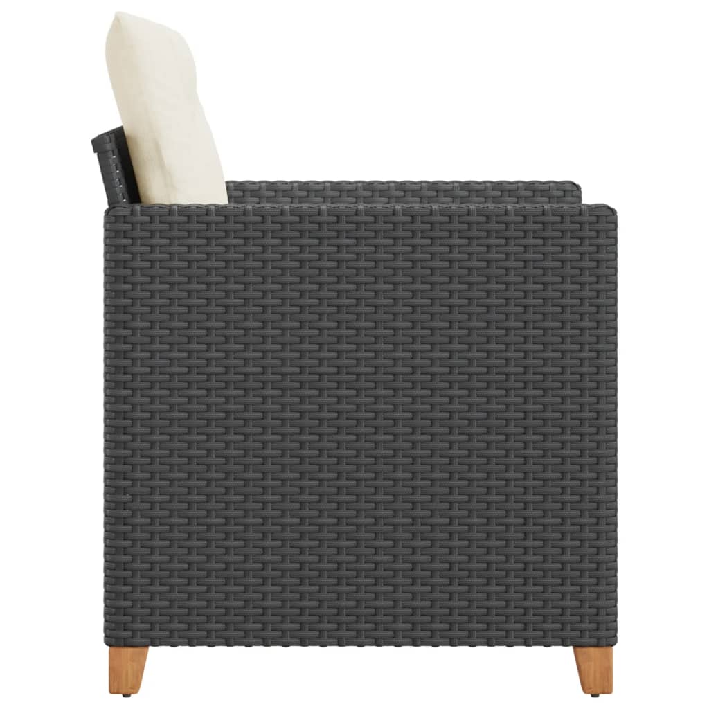 Poltrona da Giardino con Cuscini in Polyrattan Nero - homemem39