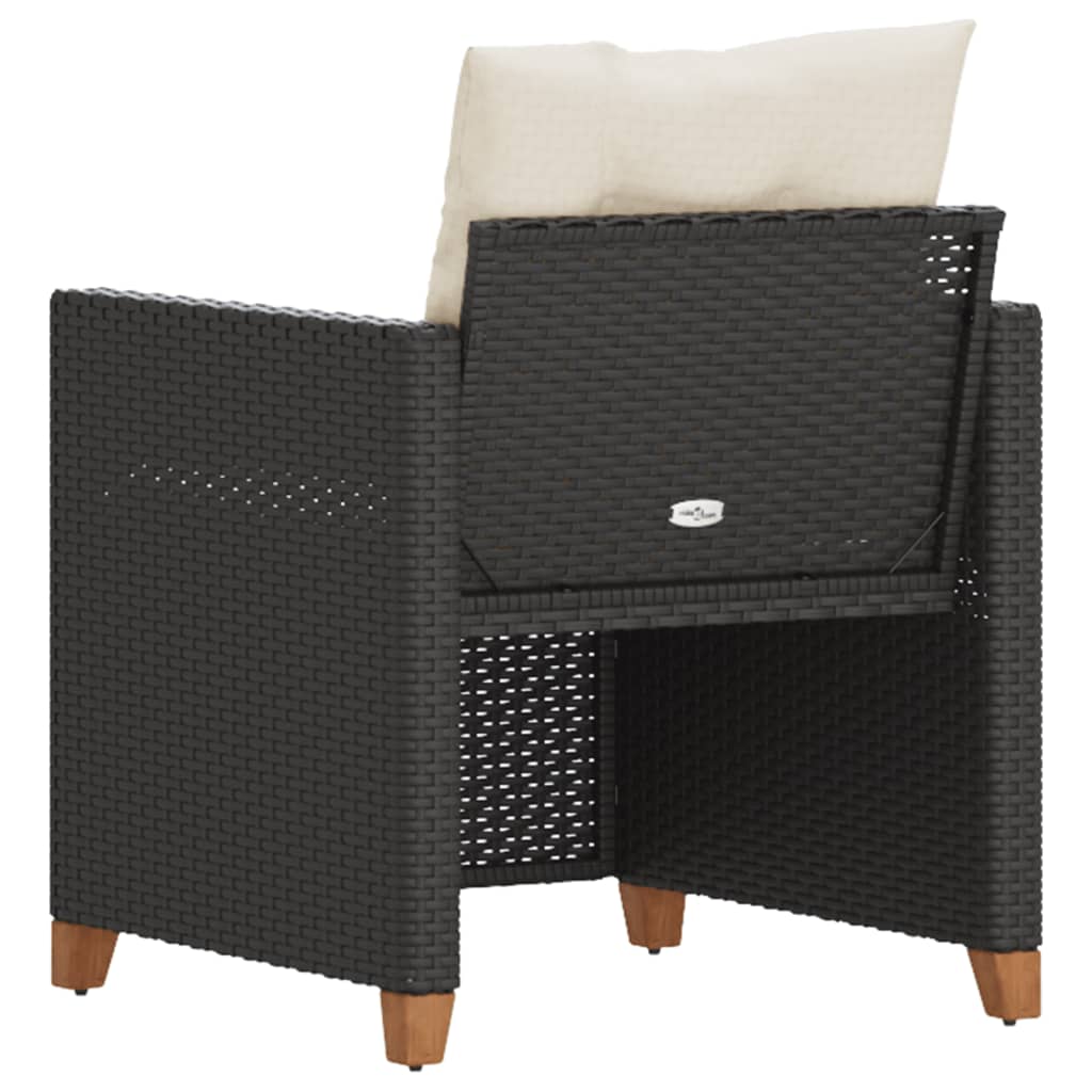 Poltrona da Giardino con Cuscini in Polyrattan Nero - homemem39