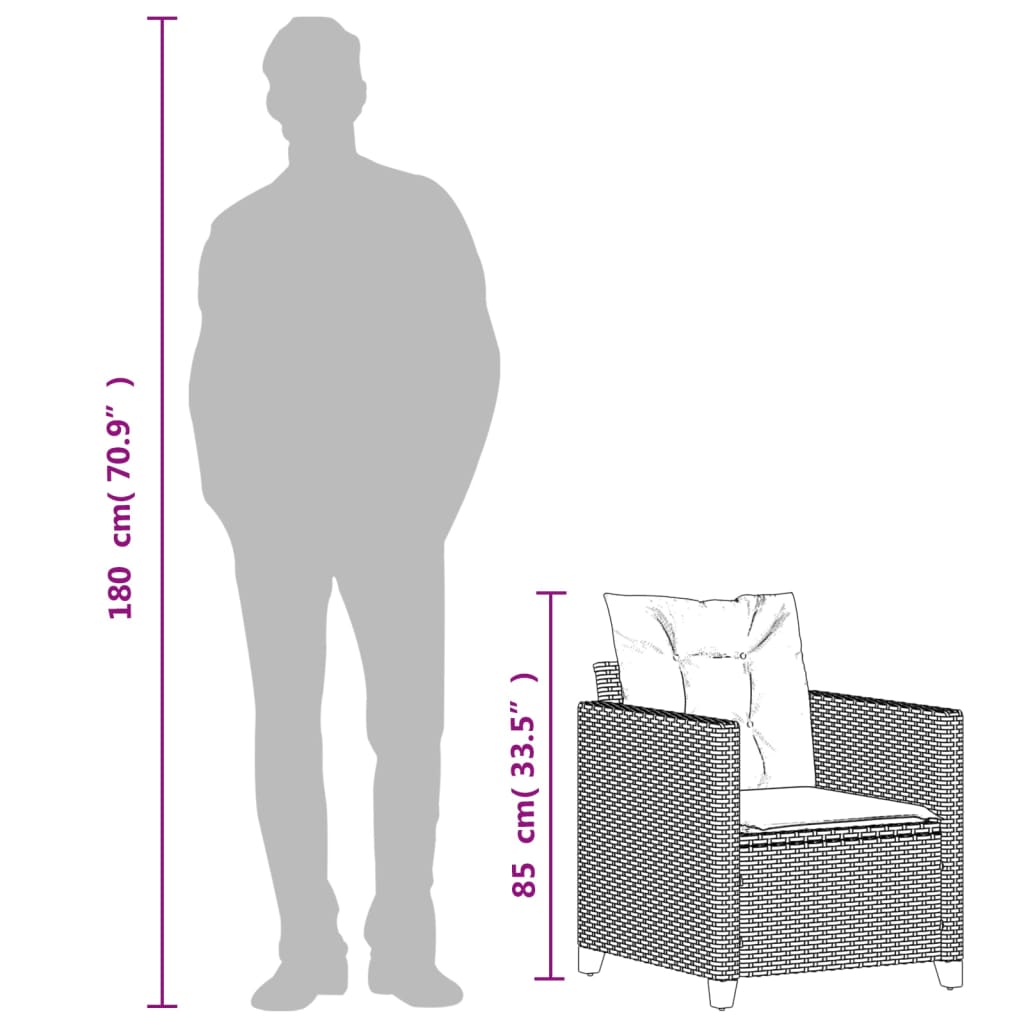 Poltrona da Giardino con Cuscini in Polyrattan Nero - homemem39