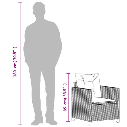 Poltrona da Giardino con Cuscini in Polyrattan Nero - homemem39