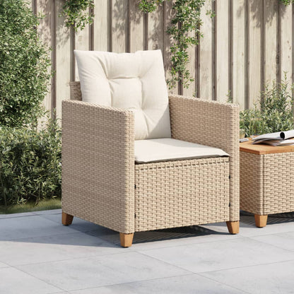 Sedia da Giardino con Cuscini Beige in Polyrattan