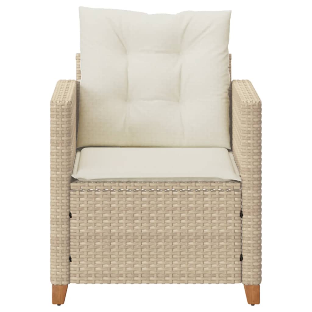 Sedia da Giardino con Cuscini Beige in Polyrattan