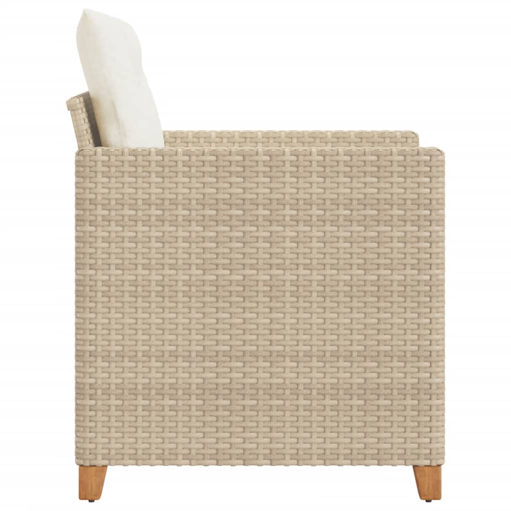 Sedia da Giardino con Cuscini Beige in Polyrattan