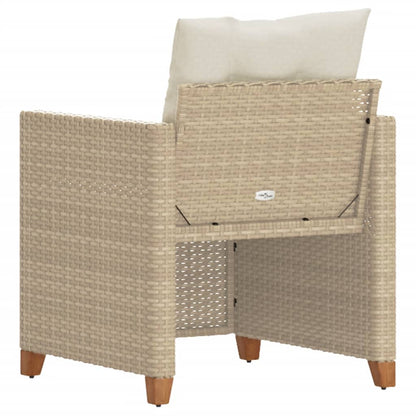 Sedia da Giardino con Cuscini Beige in Polyrattan