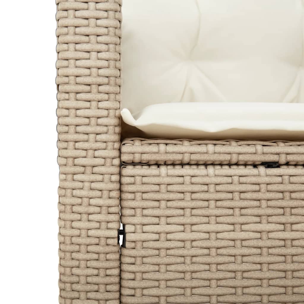 Sedia da Giardino con Cuscini Beige in Polyrattan