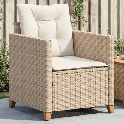 Sedia da Giardino con Cuscini Beige in Polyrattan