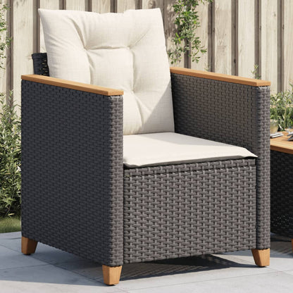 Poltrona da Giardino con Cuscini in Polyrattan Nero