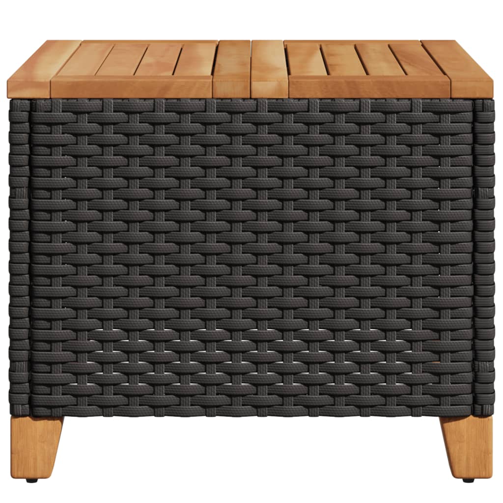 Tavolo da Giardino Nero 45x45x37cm in Polyrattan e Legno Acacia