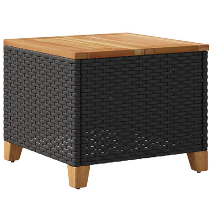 Tavolo da Giardino Nero 45x45x37cm in Polyrattan e Legno Acacia