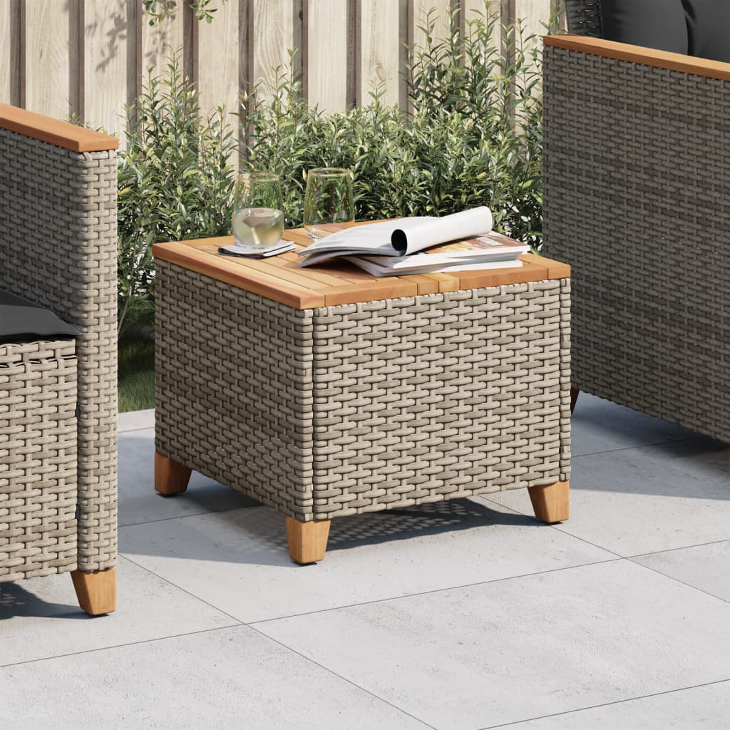 Tavolo da Giardino Grigio 45x45x37 cm Polyrattan e Legno Acacia - homemem39