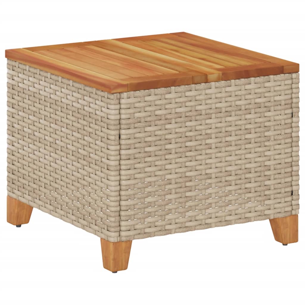 Tavolo da Giardino Beige 45x45x37 cm Polyrattan e Legno Acacia