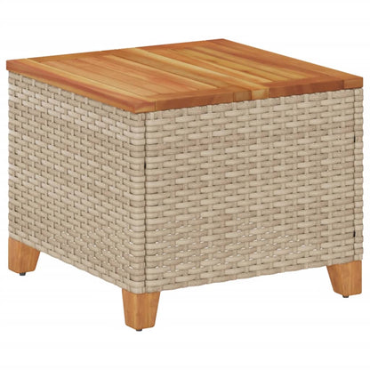 Tavolo da Giardino Beige 45x45x37 cm Polyrattan e Legno Acacia