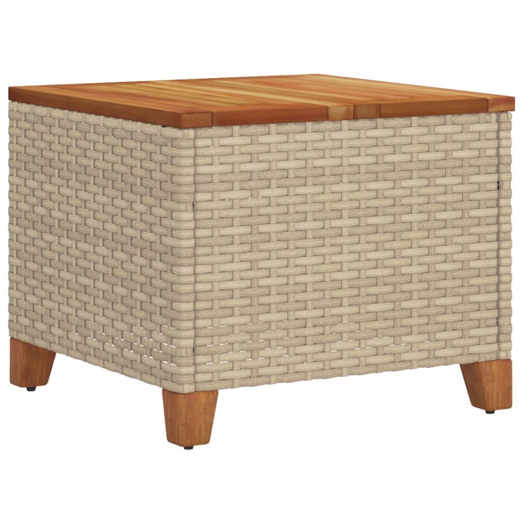 Tavolo da Giardino Beige 45x45x37 cm Polyrattan e Legno Acacia