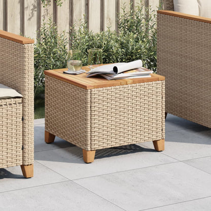 Tavolo da Giardino Beige 45x45x37 cm Polyrattan e Legno Acacia