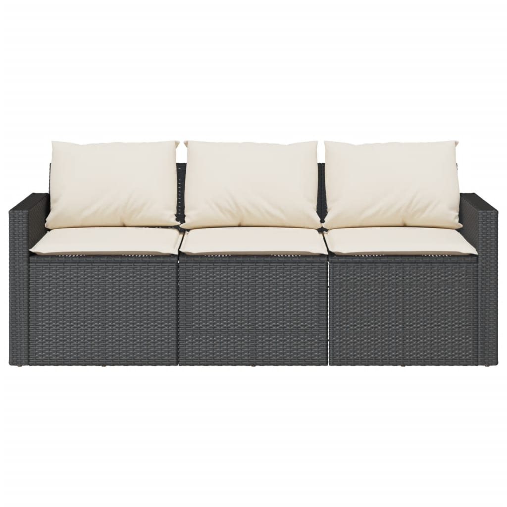 Set da Pranzo da Giardino 2 pz con Cuscini Nero in Polyrattan | homemem39