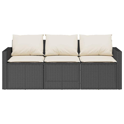Set da Pranzo da Giardino 2 pz con Cuscini Nero in Polyrattan