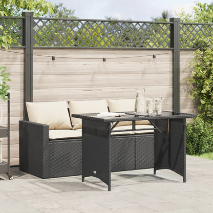 Set da Pranzo da Giardino 2 pz con Cuscini Nero in Polyrattan | homemem39